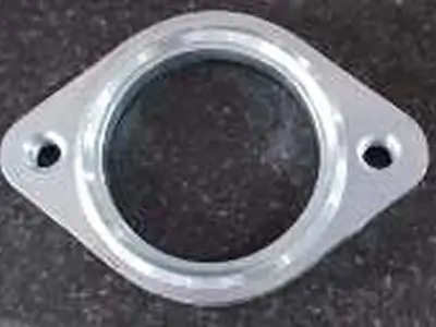 Precision sheet metal exhaust flanges manufactured in SS304, SS409, and mild steel for automotive and industrial applications.